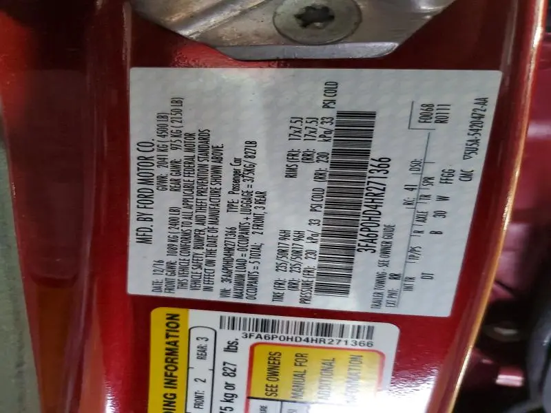 2017 FORD FUSION SE  