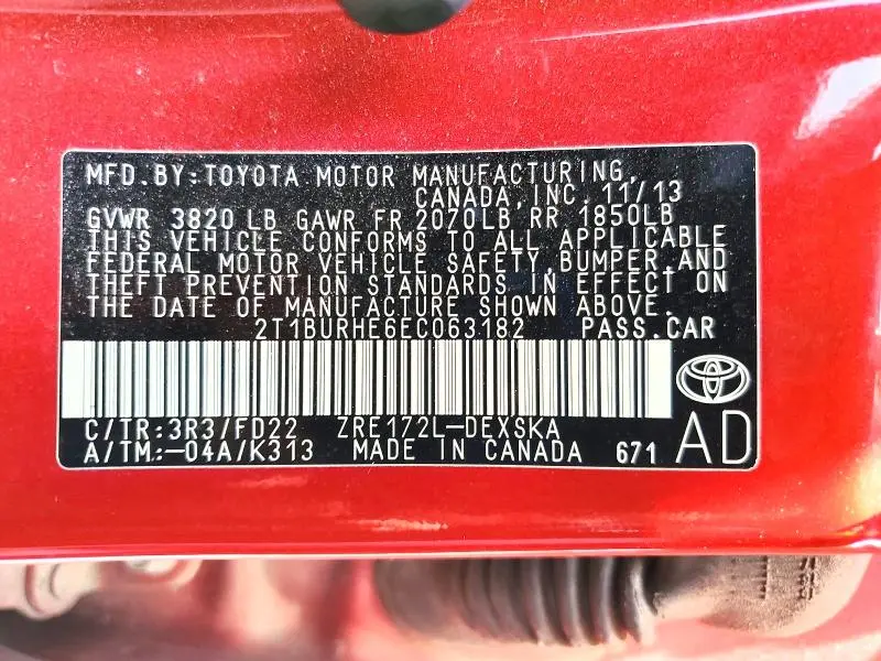 2014 TOYOTA COROLLA S PLUS  