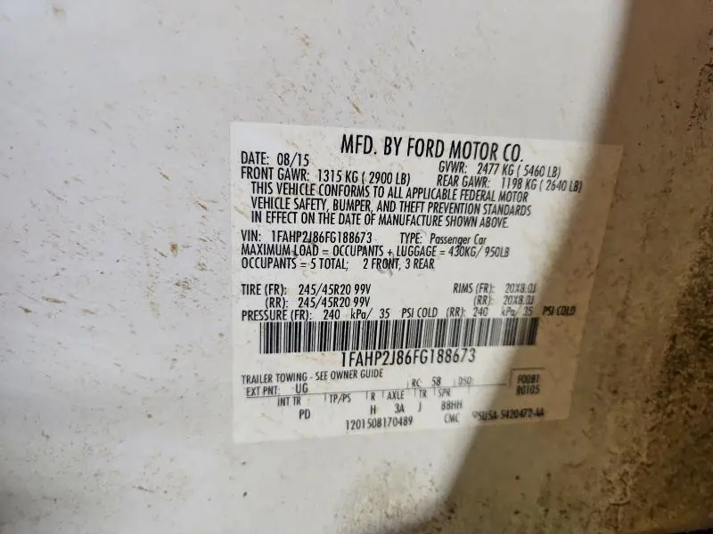 2015 FORD TAURUS LIMITED  