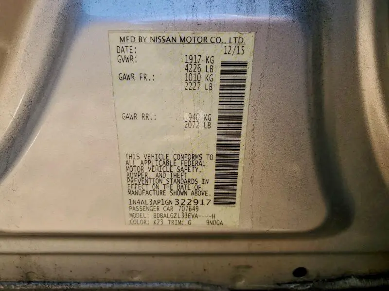 2016 NISSAN ALTIMA 2.5  