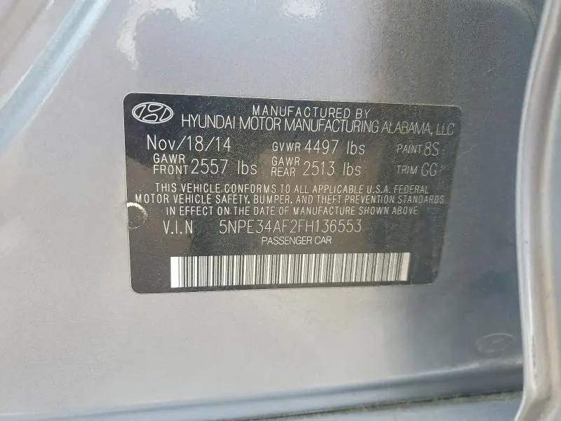 2015 HYUNDAI SONATA LIMITED  