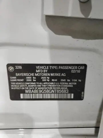 2016 BMW 328 I SULEV  