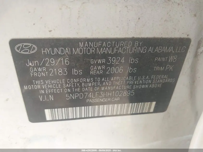 2017 HYUNDAI ELANTRA SE