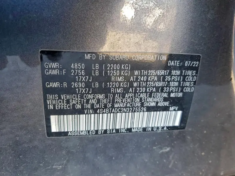 2022 SUBARU OUTBACK PREMIUM  