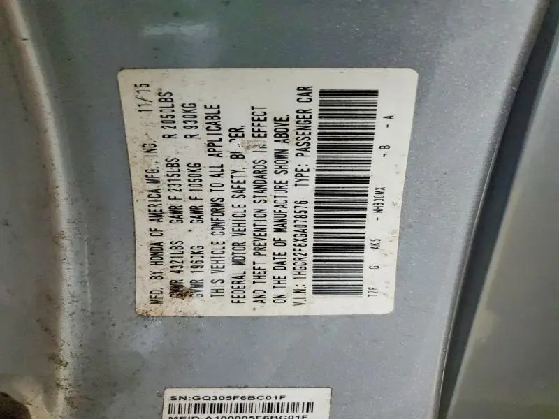 2016 HONDA ACCORD EXL  