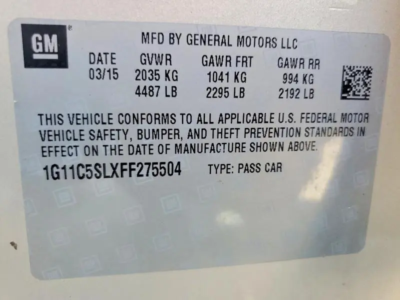 2015 CHEVROLET MALIBU 1LT  