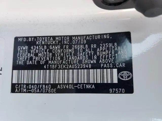 2010 TOYOTA CAMRY BASE  