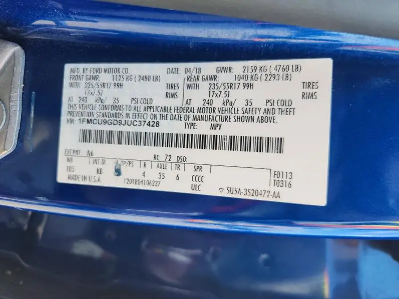 2018 FORD ESCAPE SE  