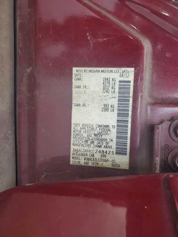 2012 NISSAN ALTIMA 2.5  