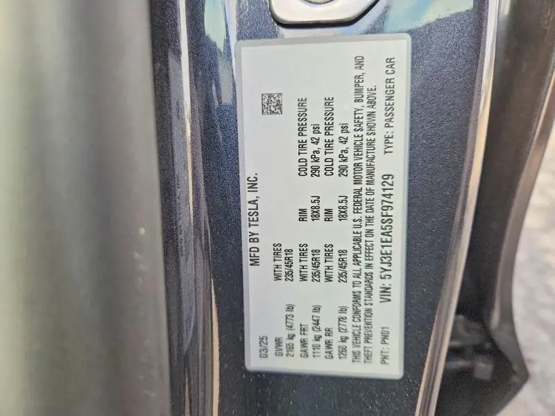 2025 TESLA MODEL 3   