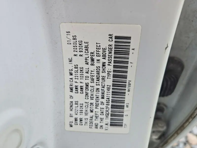 2016 HONDA ACCORD EXL  