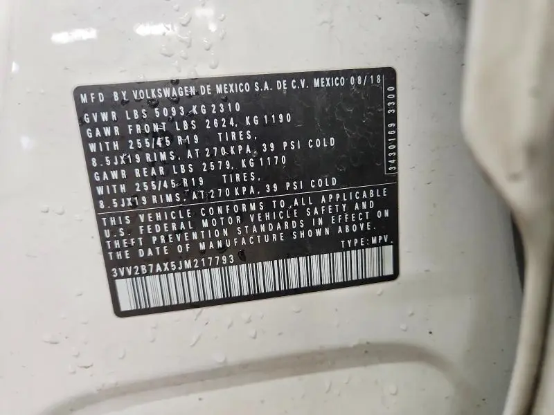 2018 VOLKSWAGEN TIGUAN SE  