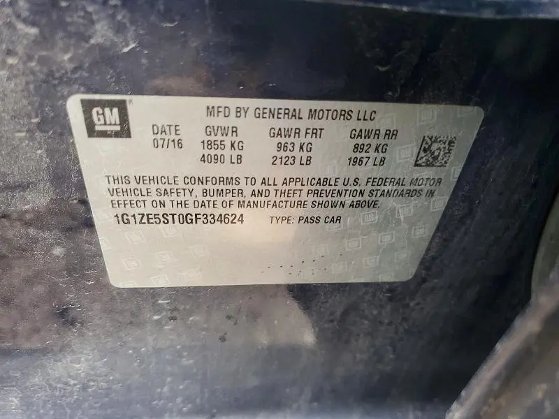 2016 CHEVROLET MALIBU LT  