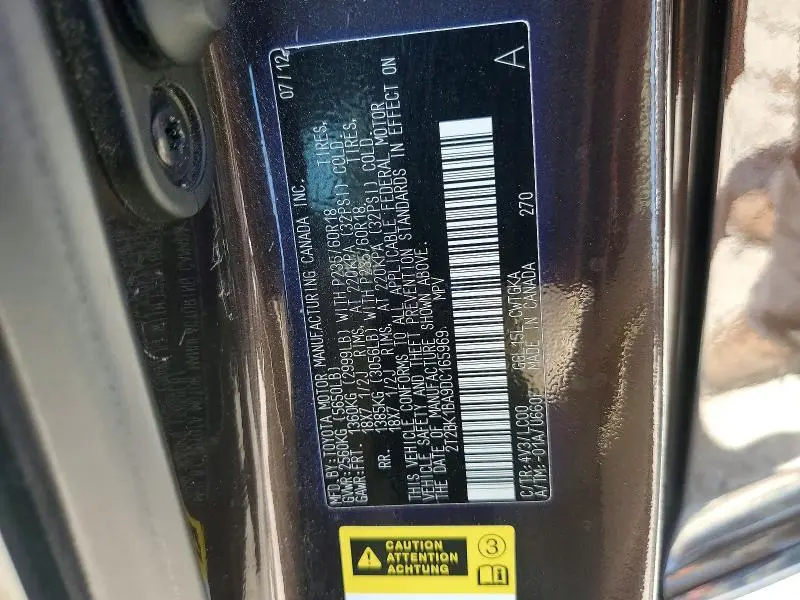 2013 LEXUS RX 350 BASE  