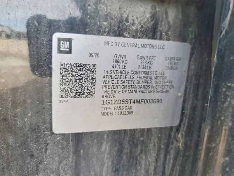 2021 CHEVROLET MALIBU LT  