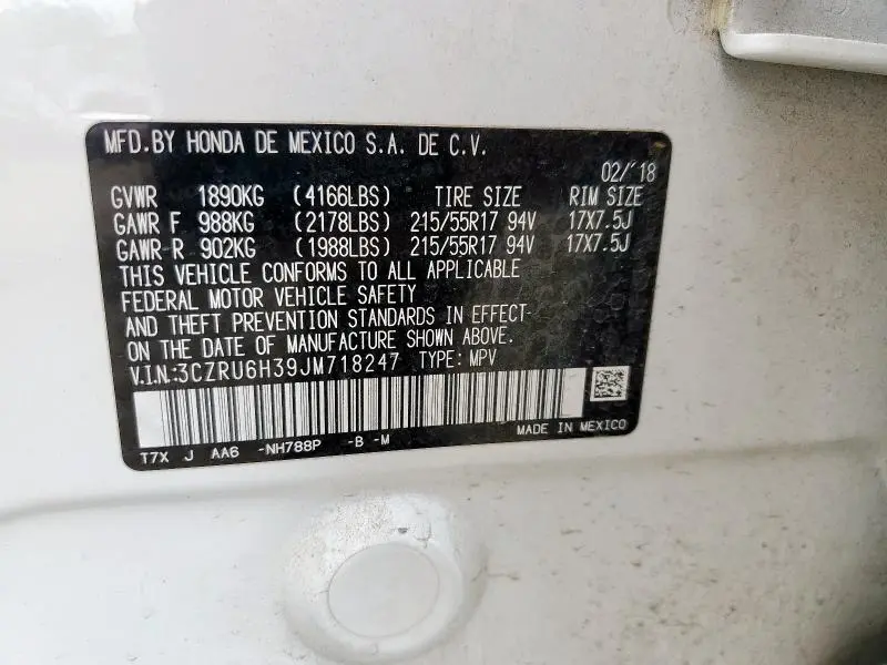 2018 HONDA HR-V LX  