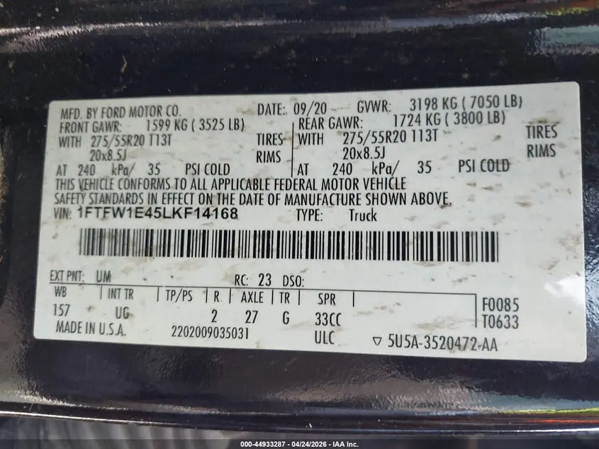 2020 FORD F-150 XLT