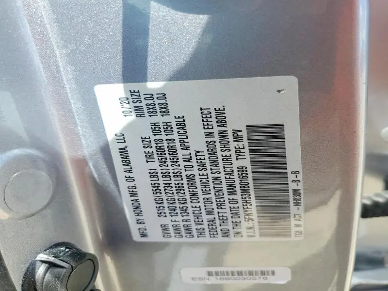 2021 HONDA PILOT EXL  