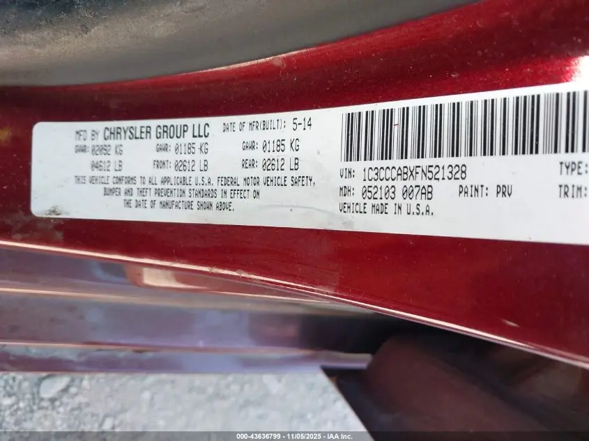 2015 CHRYSLER 200 LIMITED