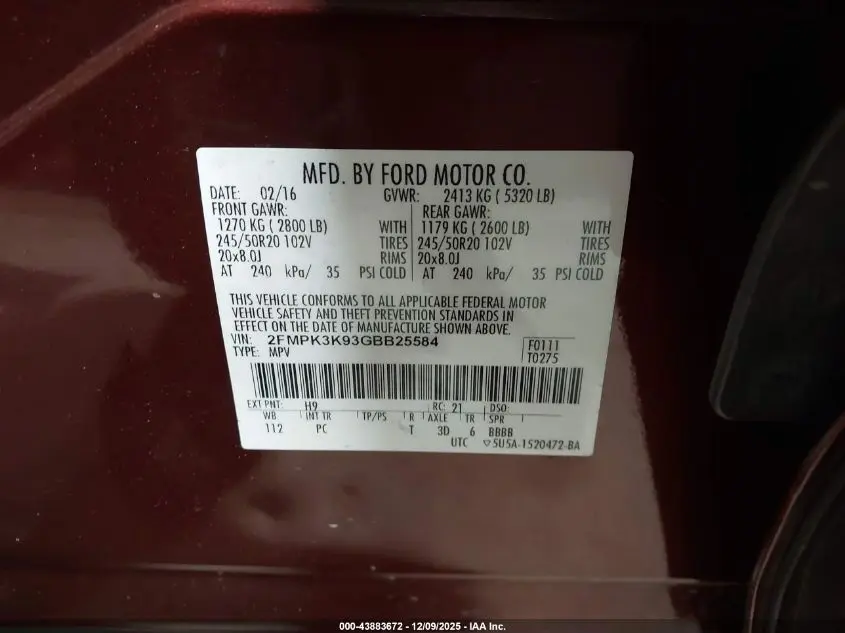 2016 FORD EDGE TITANIUM