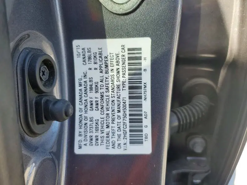 2016 HONDA CIVIC EX  