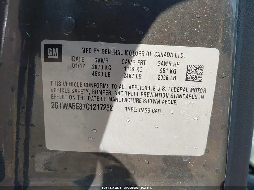 2012 CHEVROLET IMPALA LS