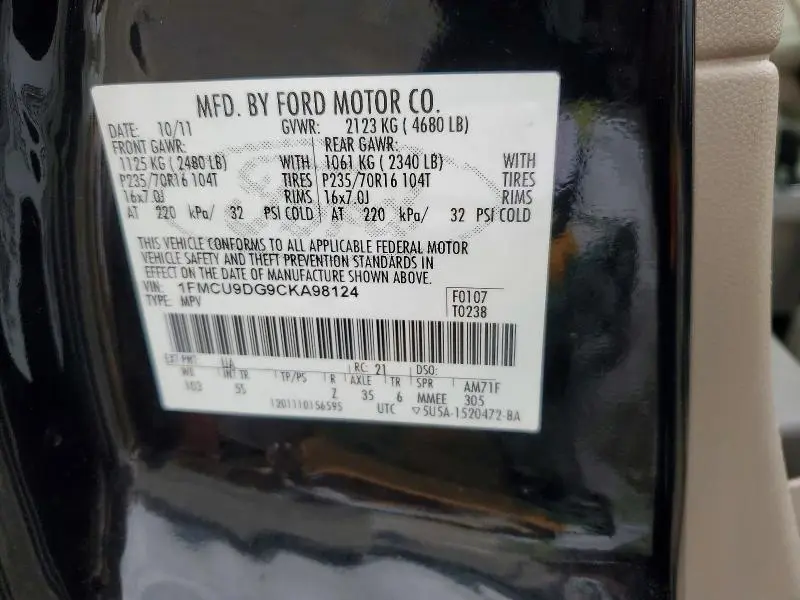 2012 FORD ESCAPE XLT  