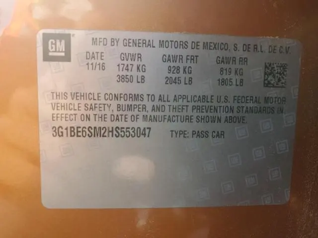 2017 CHEVROLET CRUZE LT