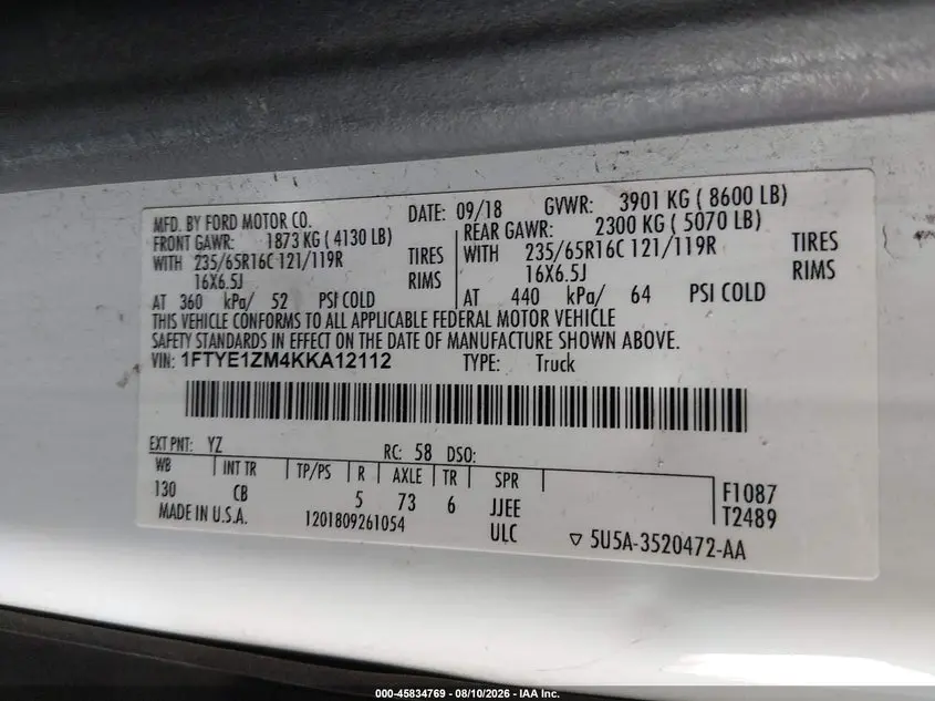 2019 FORD TRANSIT-150  