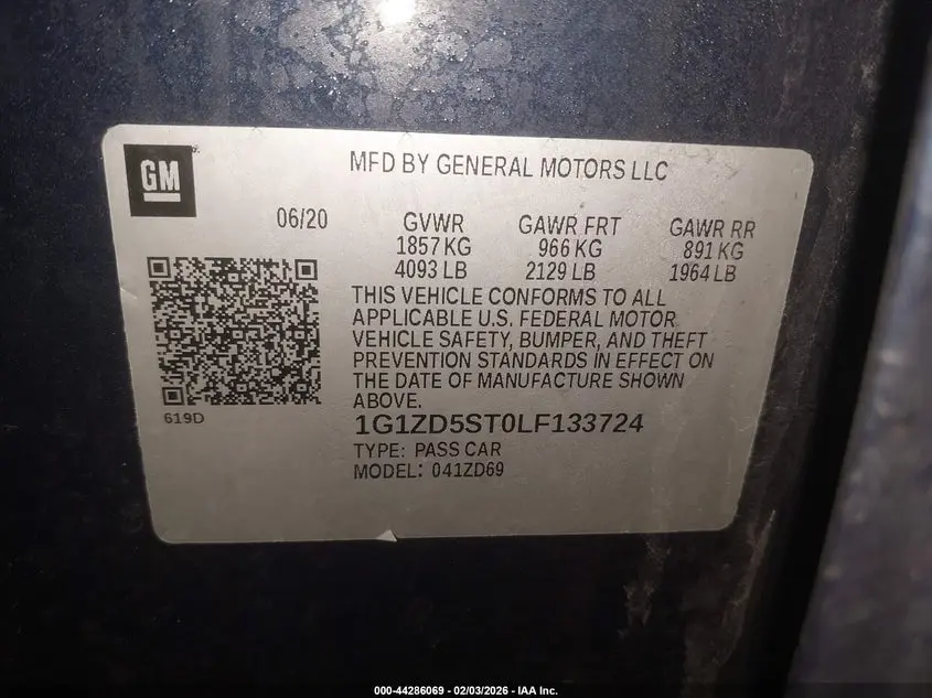 2020 CHEVROLET MALIBU FWD LT