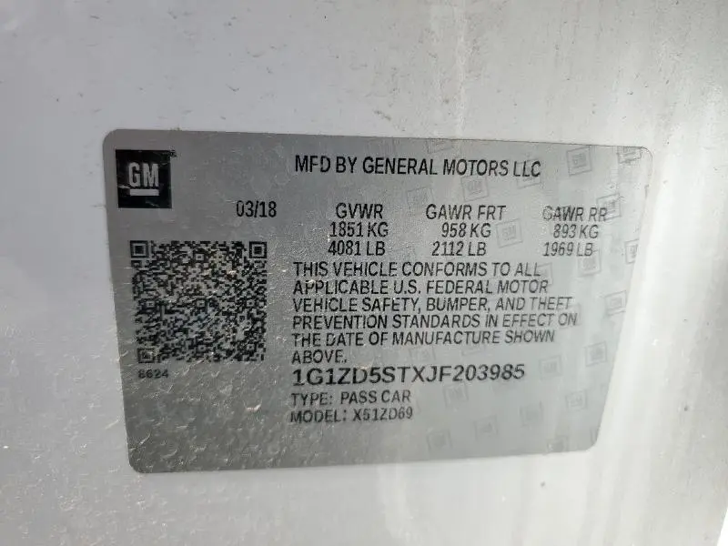 2018 CHEVROLET MALIBU LT  