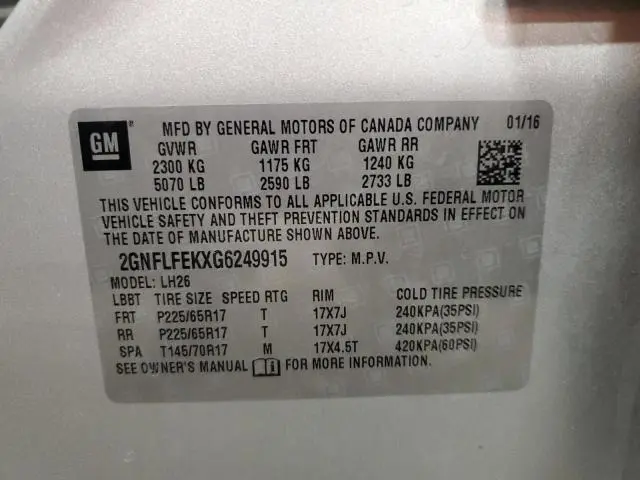 2016 CHEVROLET EQUINOX LT  