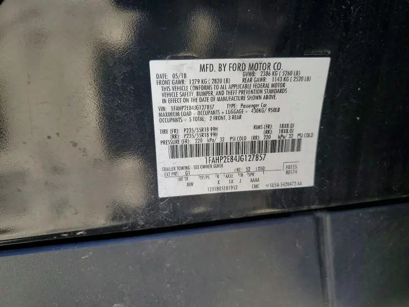 2018 FORD TAURUS SEL  