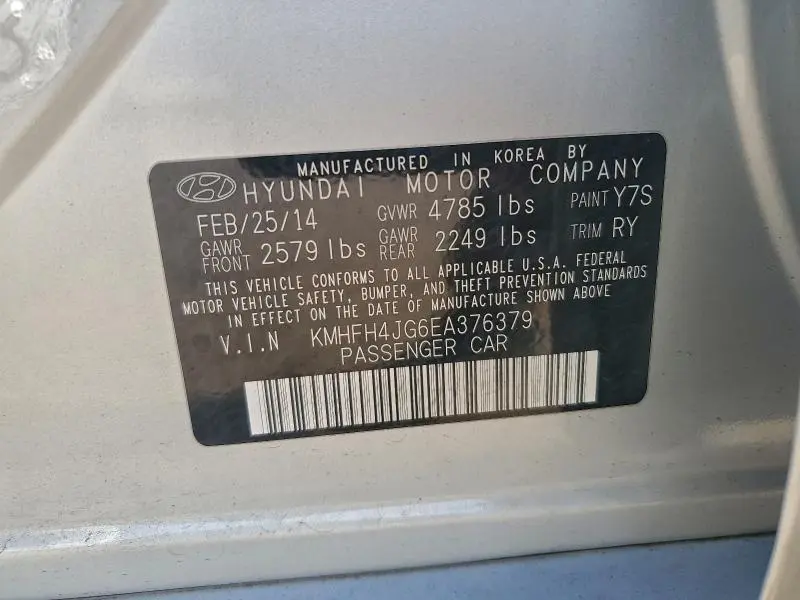 2014 HYUNDAI AZERA GLS  