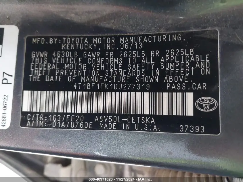 2013 TOYOTA CAMRY SE