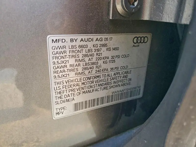 2017 AUDI Q7   