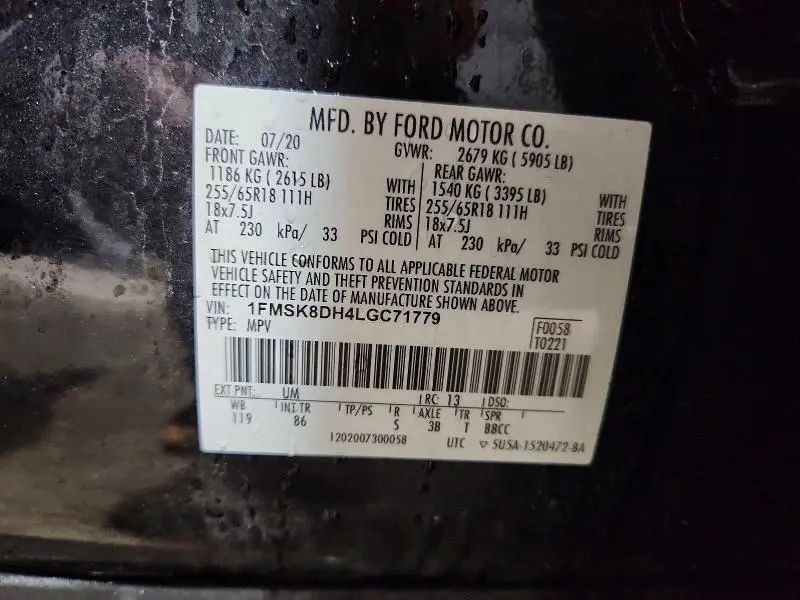 2020 FORD EXPLORER XLT  