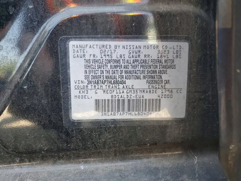 2017 NISSAN SENTRA SV  