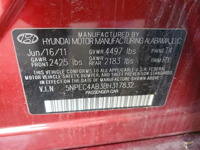 2011 HYUNDAI SONATA SE 2.0T  