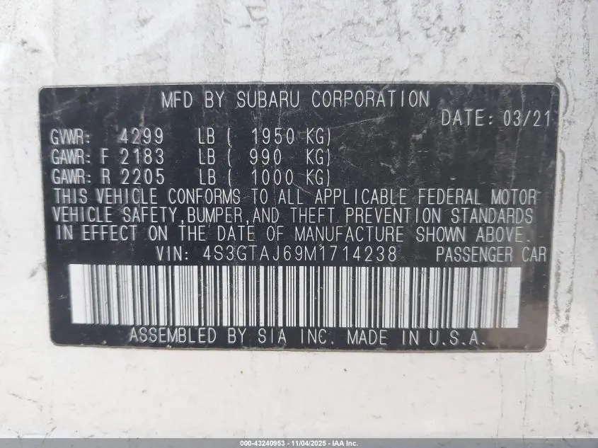 2021 SUBARU IMPREZA SPORT 5-DOOR