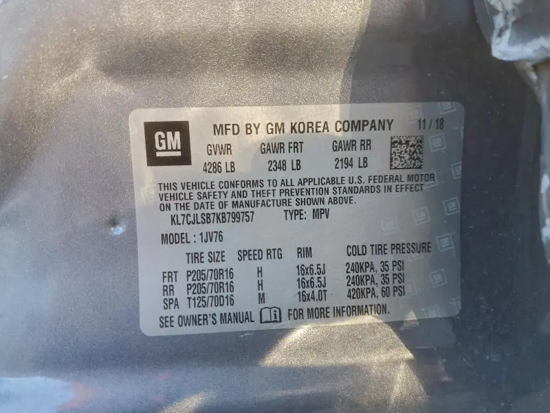 2019 CHEVROLET TRAX 1LT  