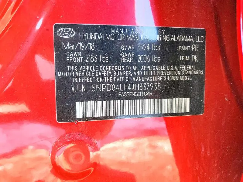 2018 HYUNDAI ELANTRA SEL  