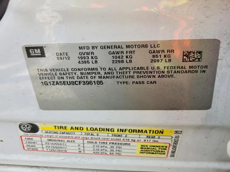 2012 CHEVROLET MALIBU LS  