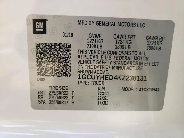 2019 CHEVROLET SILVERADO K1500 HIGH COUNTRY  