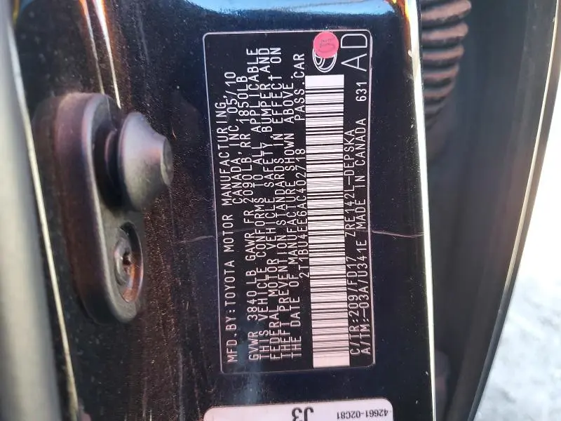 2010 TOYOTA COROLLA S  