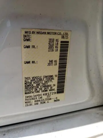 2015 NISSAN ALTIMA 2.5