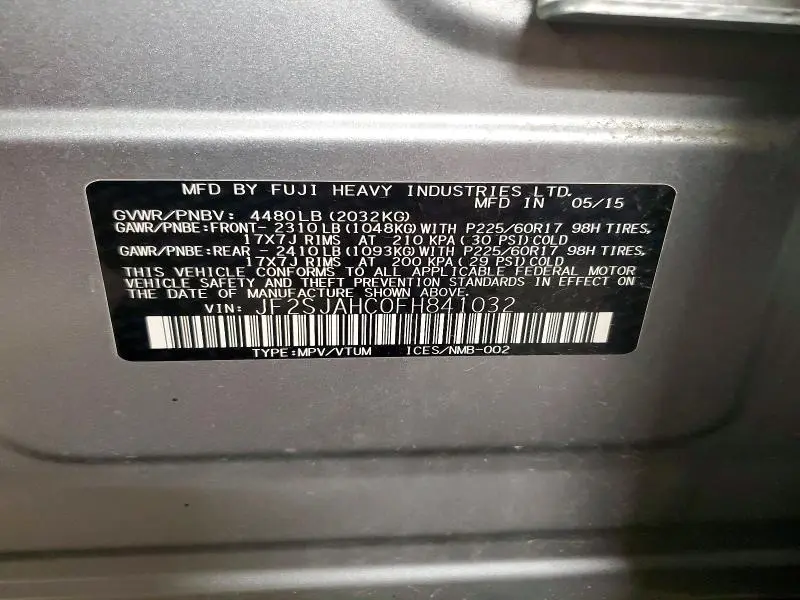 2015 SUBARU FORESTER 2.5I LIMITED  