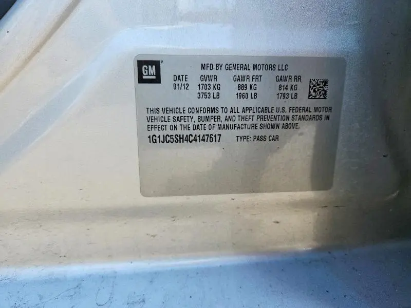 2012 CHEVROLET SONIC LT  