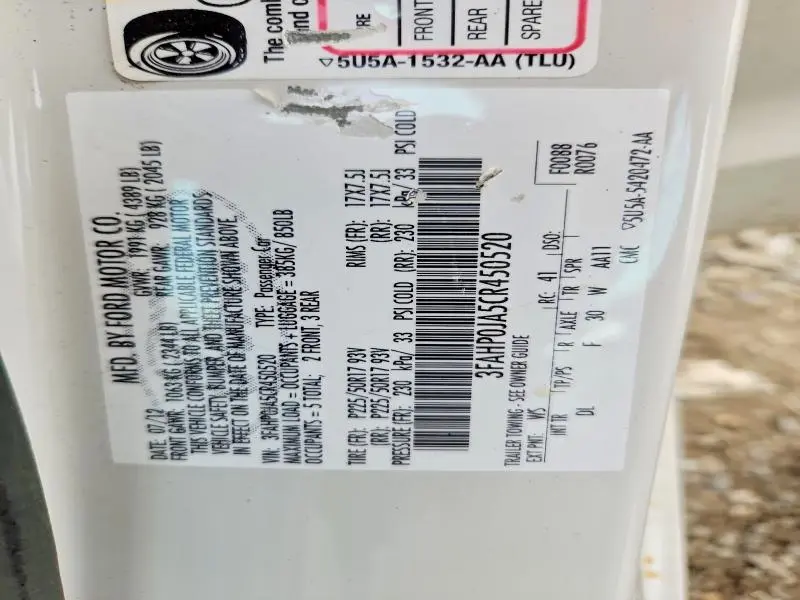 2012 FORD FUSION SEL  