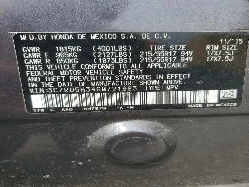 2016 HONDA HR-V LX  
